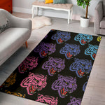 Colorful Tiger Head Pattern Print Area Rug