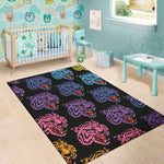 Colorful Tiger Head Pattern Print Area Rug