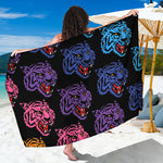 Colorful Tiger Head Pattern Print Beach Sarong Wrap