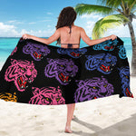 Colorful Tiger Head Pattern Print Beach Sarong Wrap