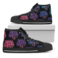 Colorful Tiger Head Pattern Print Black High Top Sneakers