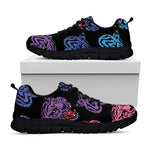Colorful Tiger Head Pattern Print Black Sneakers