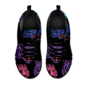 Colorful Tiger Head Pattern Print Black Sneakers