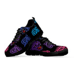 Colorful Tiger Head Pattern Print Black Sneakers