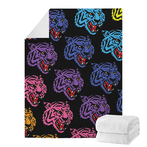 Colorful Tiger Head Pattern Print Blanket