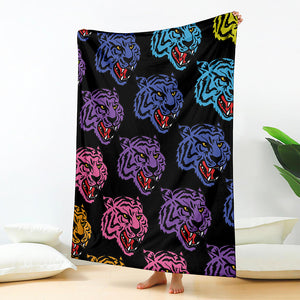 Colorful Tiger Head Pattern Print Blanket