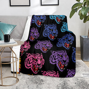 Colorful Tiger Head Pattern Print Blanket