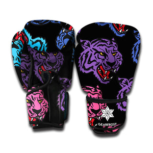 Colorful Tiger Head Pattern Print Boxing Gloves