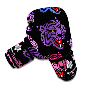 Colorful Tiger Head Pattern Print Boxing Gloves