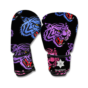 Colorful Tiger Head Pattern Print Boxing Gloves