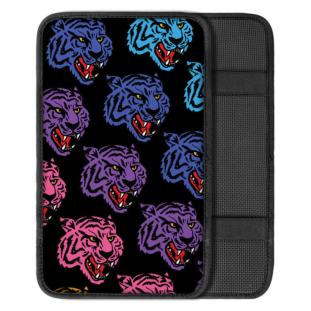 Colorful Tiger Head Pattern Print Car Center Console Cover
