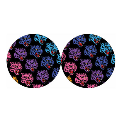 Colorful Tiger Head Pattern Print Car Coasters