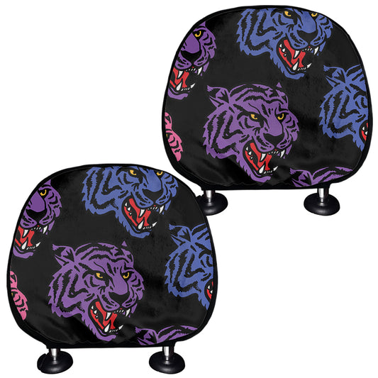 Colorful Tiger Head Pattern Print Car Headrest Covers