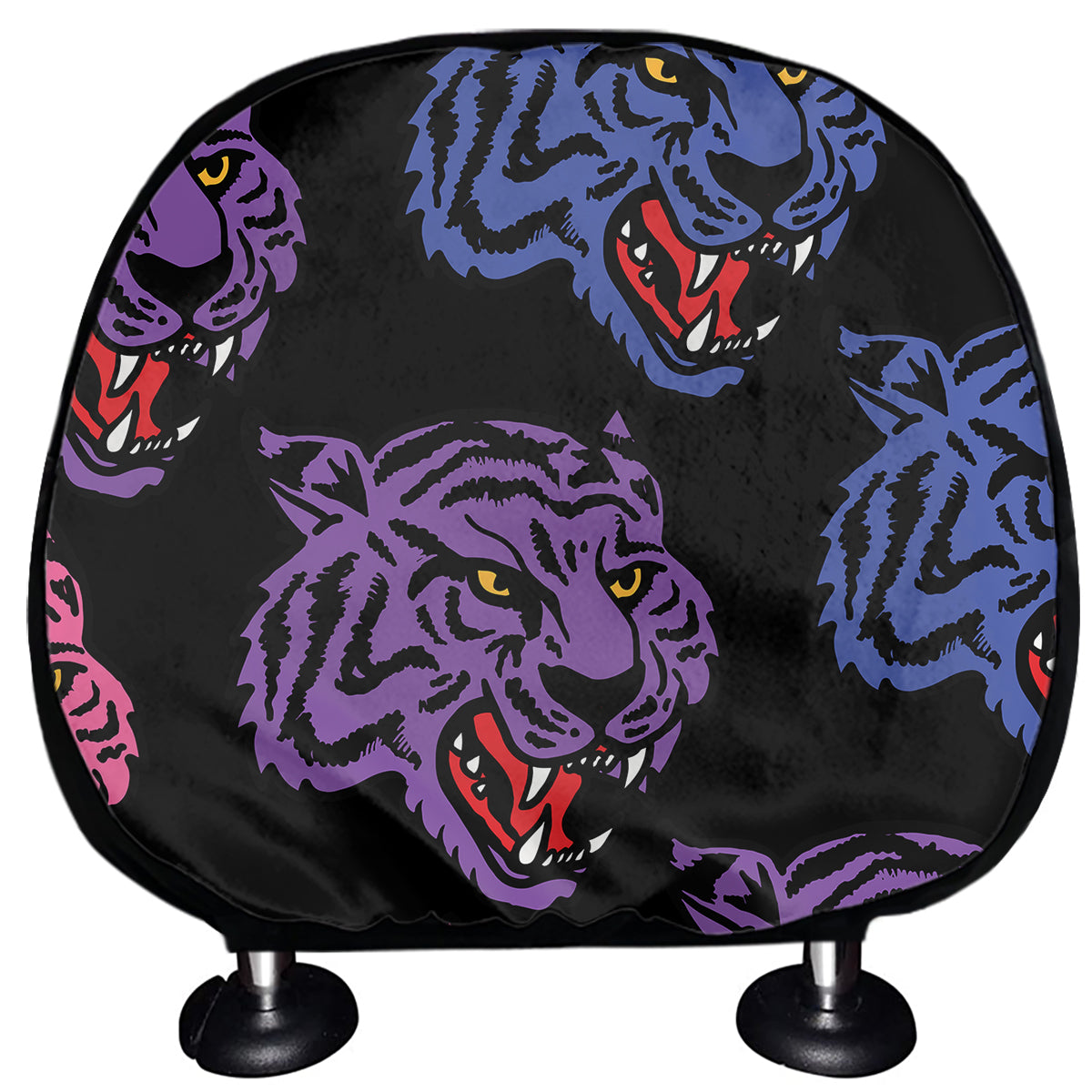 Colorful Tiger Head Pattern Print Car Headrest Covers