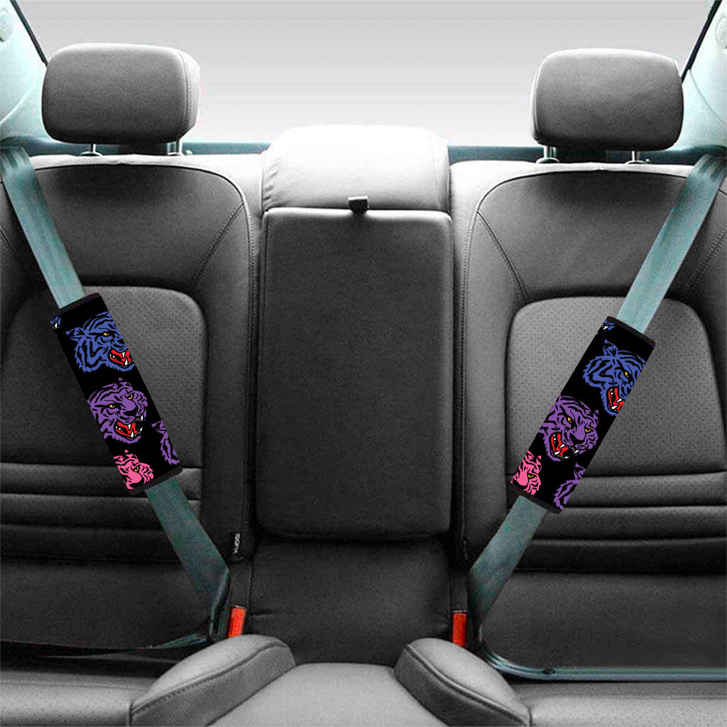 Colorful Tiger Head Pattern Print Car Seat Belt Covers