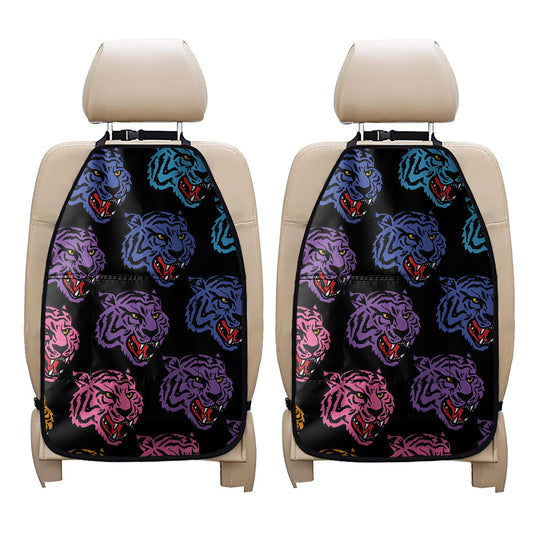 Colorful Tiger Head Pattern Print Car Seat Organizers