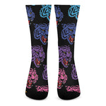 Colorful Tiger Head Pattern Print Crew Socks