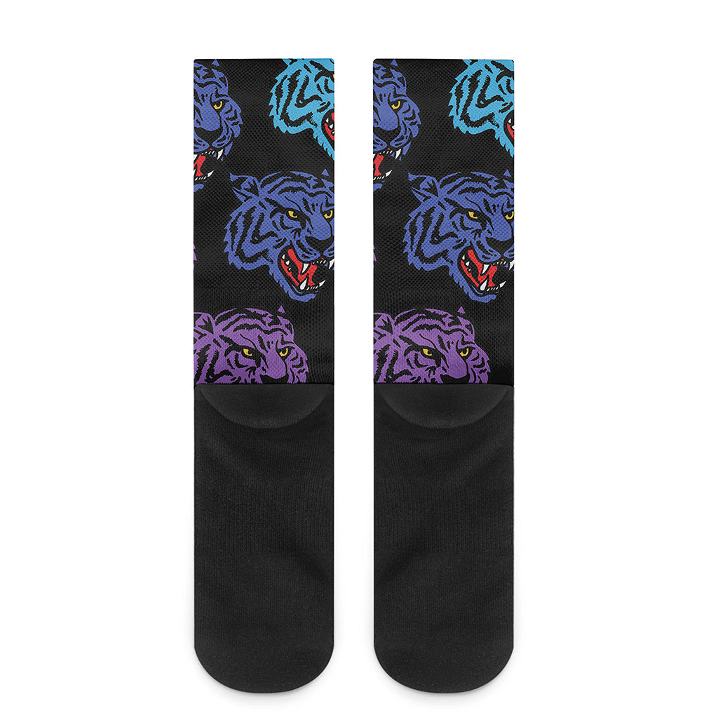 Colorful Tiger Head Pattern Print Crew Socks