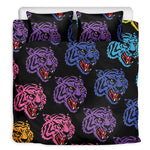 Colorful Tiger Head Pattern Print Duvet Cover Bedding Set