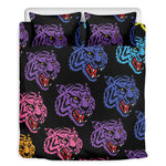 Colorful Tiger Head Pattern Print Duvet Cover Bedding Set