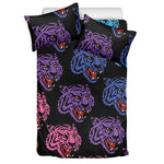 Colorful Tiger Head Pattern Print Duvet Cover Bedding Set