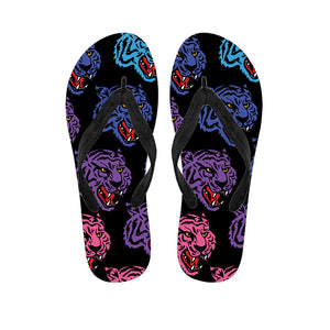 Colorful Tiger Head Pattern Print Flip Flops