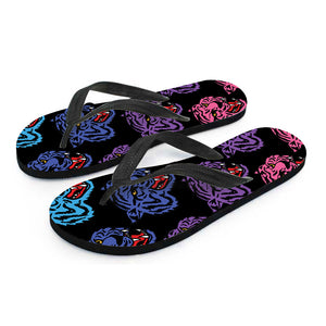 Colorful Tiger Head Pattern Print Flip Flops