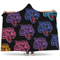 Colorful Tiger Head Pattern Print Hooded Blanket