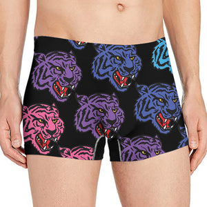 Colorful Tiger Head Pattern Print Men's Boxer Briefs