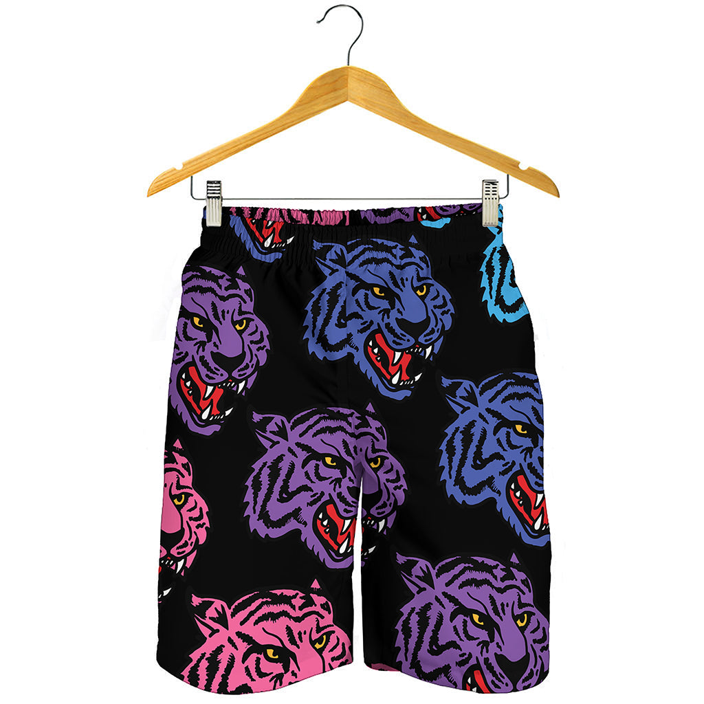 Colorful Tiger Head Pattern Print Men's Shorts