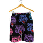 Colorful Tiger Head Pattern Print Men's Shorts