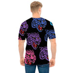 Colorful Tiger Head Pattern Print Men's T-Shirt