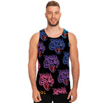 Colorful Tiger Head Pattern Print Men's Tank Top