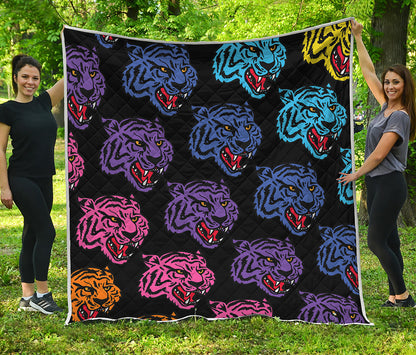 Colorful Tiger Head Pattern Print Quilt