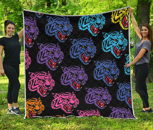 Colorful Tiger Head Pattern Print Quilt