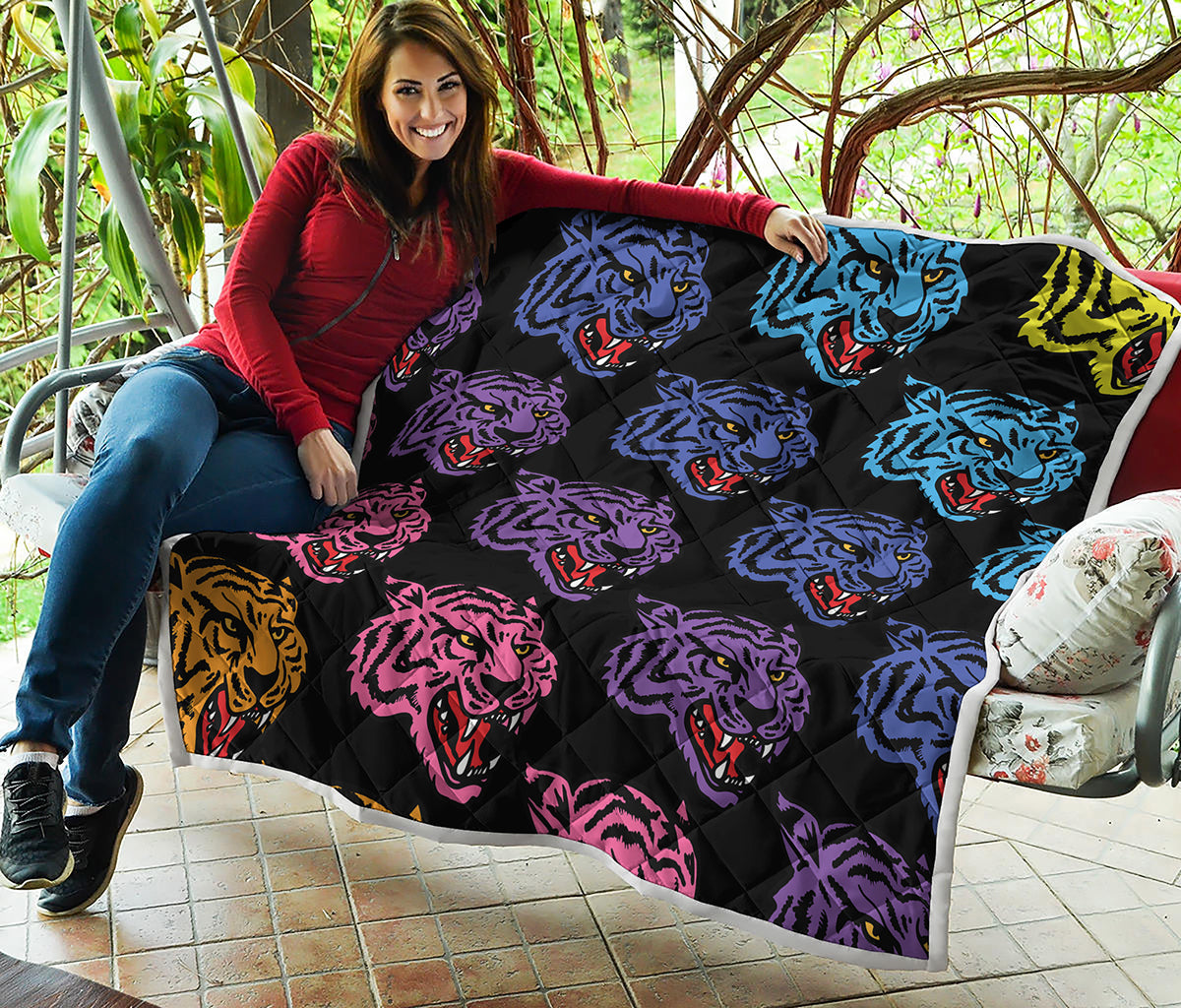 Colorful Tiger Head Pattern Print Quilt
