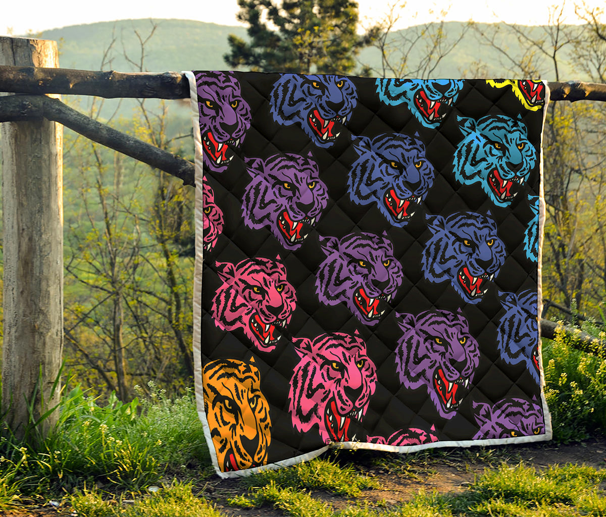 Colorful Tiger Head Pattern Print Quilt