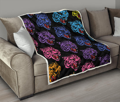Colorful Tiger Head Pattern Print Quilt