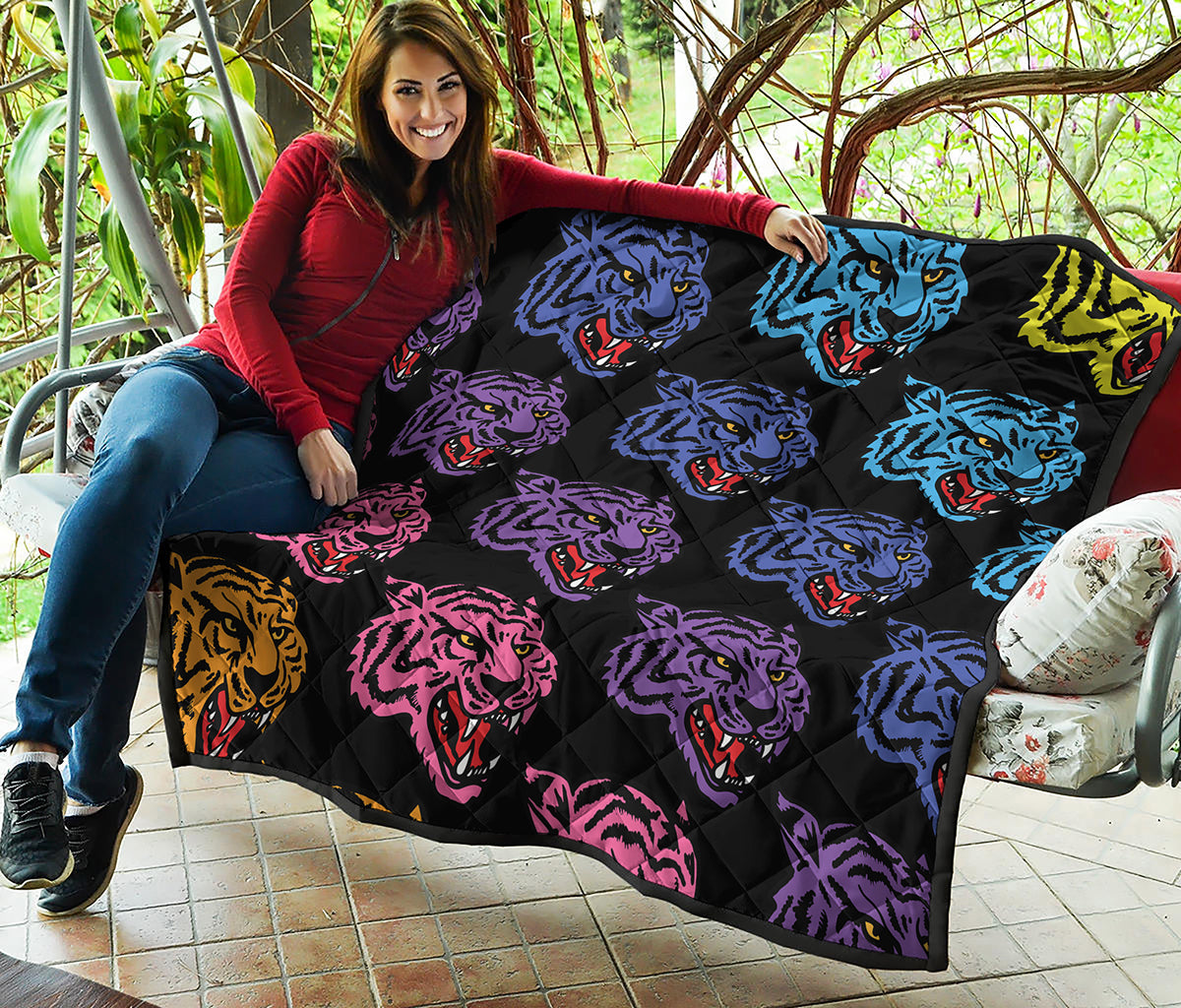 Colorful Tiger Head Pattern Print Quilt