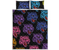 Colorful Tiger Head Pattern Print Quilt Bed Set