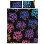 Colorful Tiger Head Pattern Print Quilt Bed Set