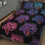 Colorful Tiger Head Pattern Print Quilt Bed Set