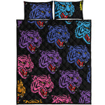 Colorful Tiger Head Pattern Print Quilt Bed Set