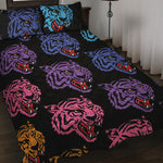 Colorful Tiger Head Pattern Print Quilt Bed Set