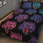 Colorful Tiger Head Pattern Print Quilt Bed Set