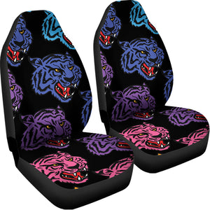 Colorful Tiger Head Pattern Print Universal Fit Car Seat Covers