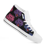 Colorful Tiger Head Pattern Print White High Top Shoes