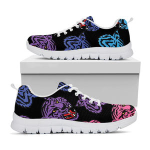 Colorful Tiger Head Pattern Print White Sneakers