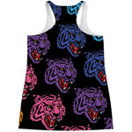 Colorful Tiger Head Pattern Print Women's Racerback Tank Top