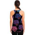 Colorful Tiger Head Pattern Print Women's Racerback Tank Top